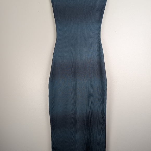 NWOT Zara Elegant Blue Ribbed Dress Strapless form fitting size Medium - Picture 4 of 7
